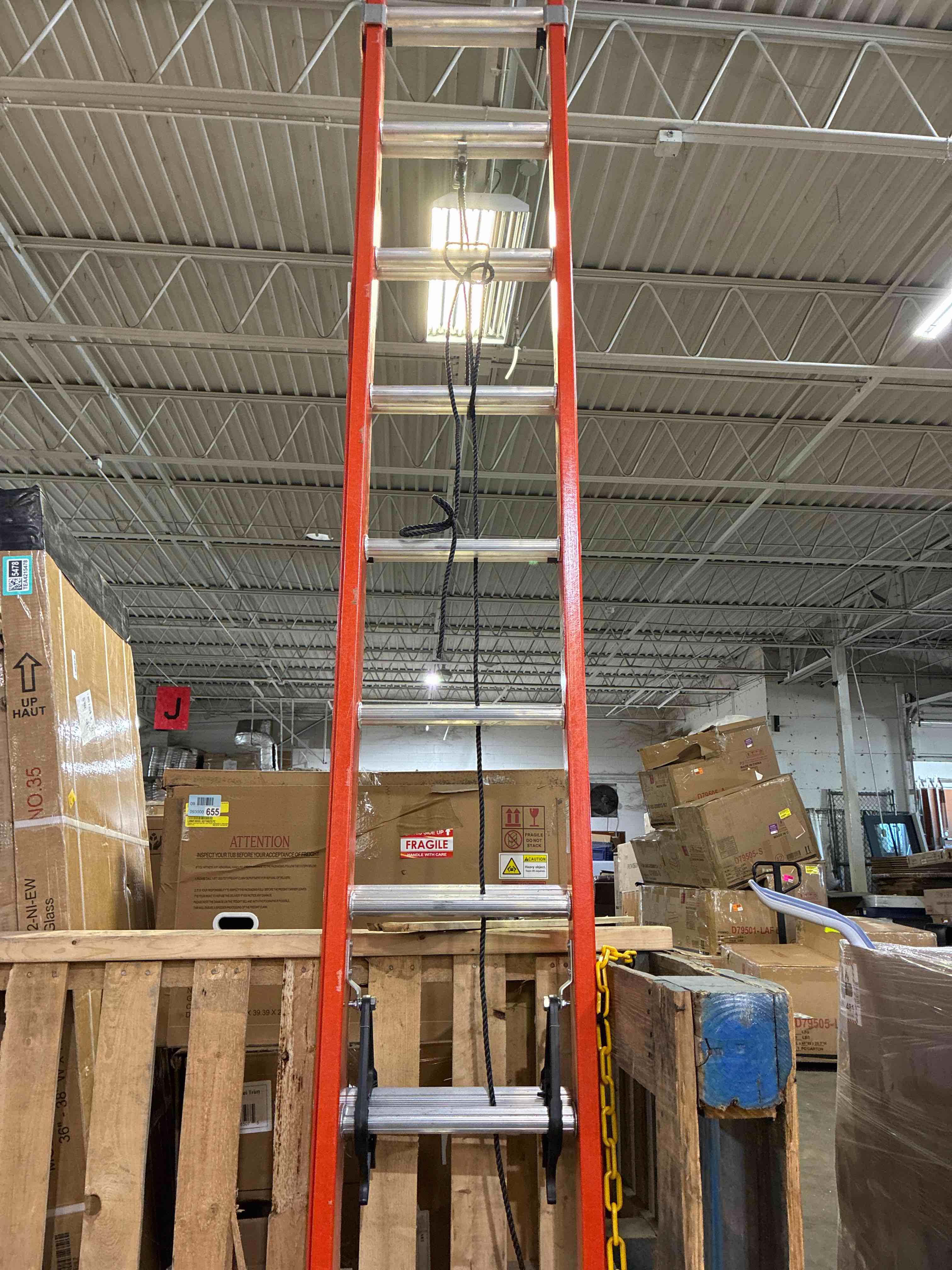 Condition photo showing New/Like New for Louisville Ladder 20-Foot Fiberglass Extension Ladder, 300-Pound Load Capacity, Type IA