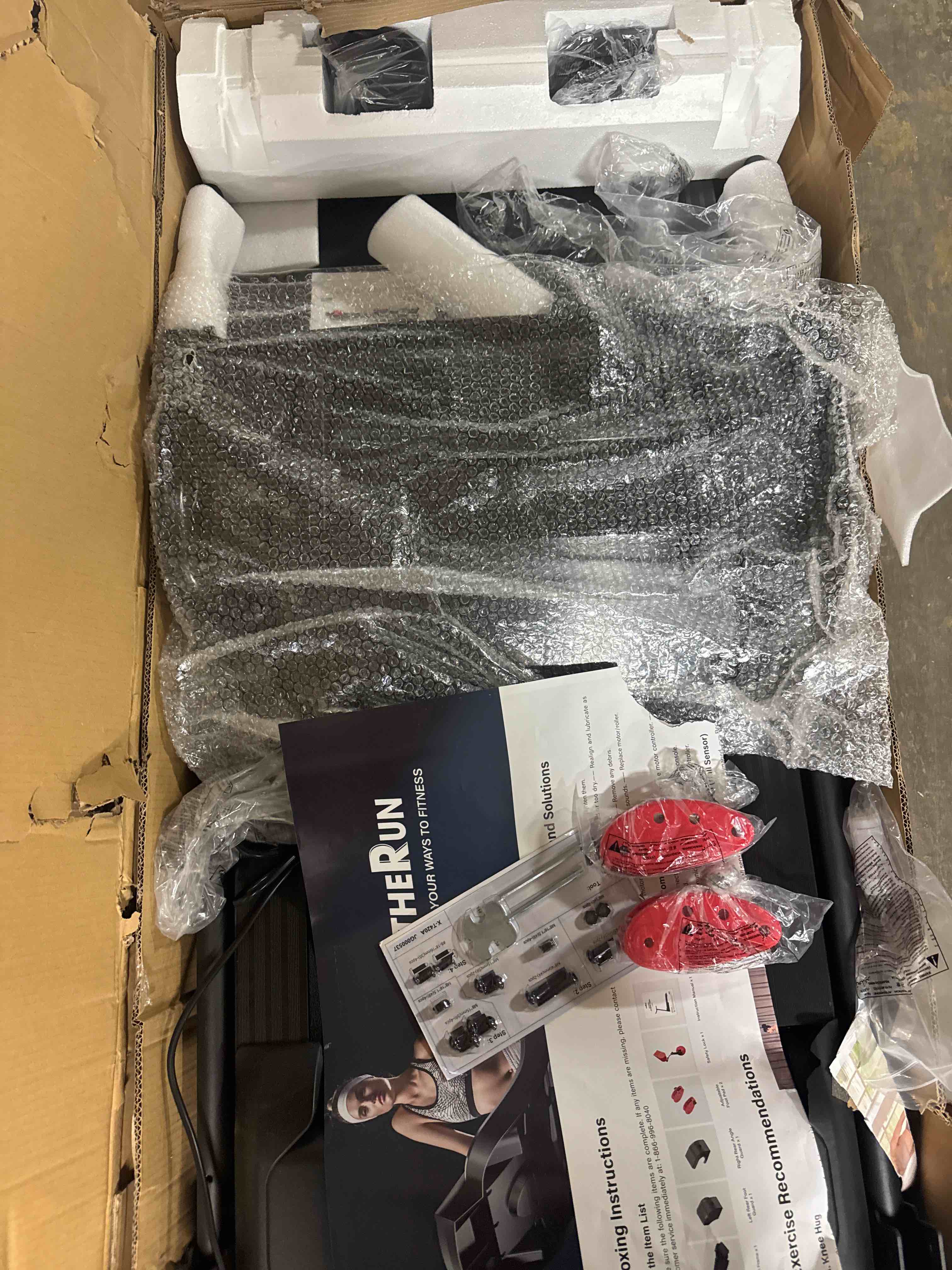 Condition photo showing New/Like New for THERUN Incline Treadmill, 0-12% Incline Treadmill for Running and Walking, 300 lbs Weight Capacity, Wide Belt,3.0HP,18" LED Screen, 2 Layers Shock-Absorbing Red Orange Black-Auto Incline