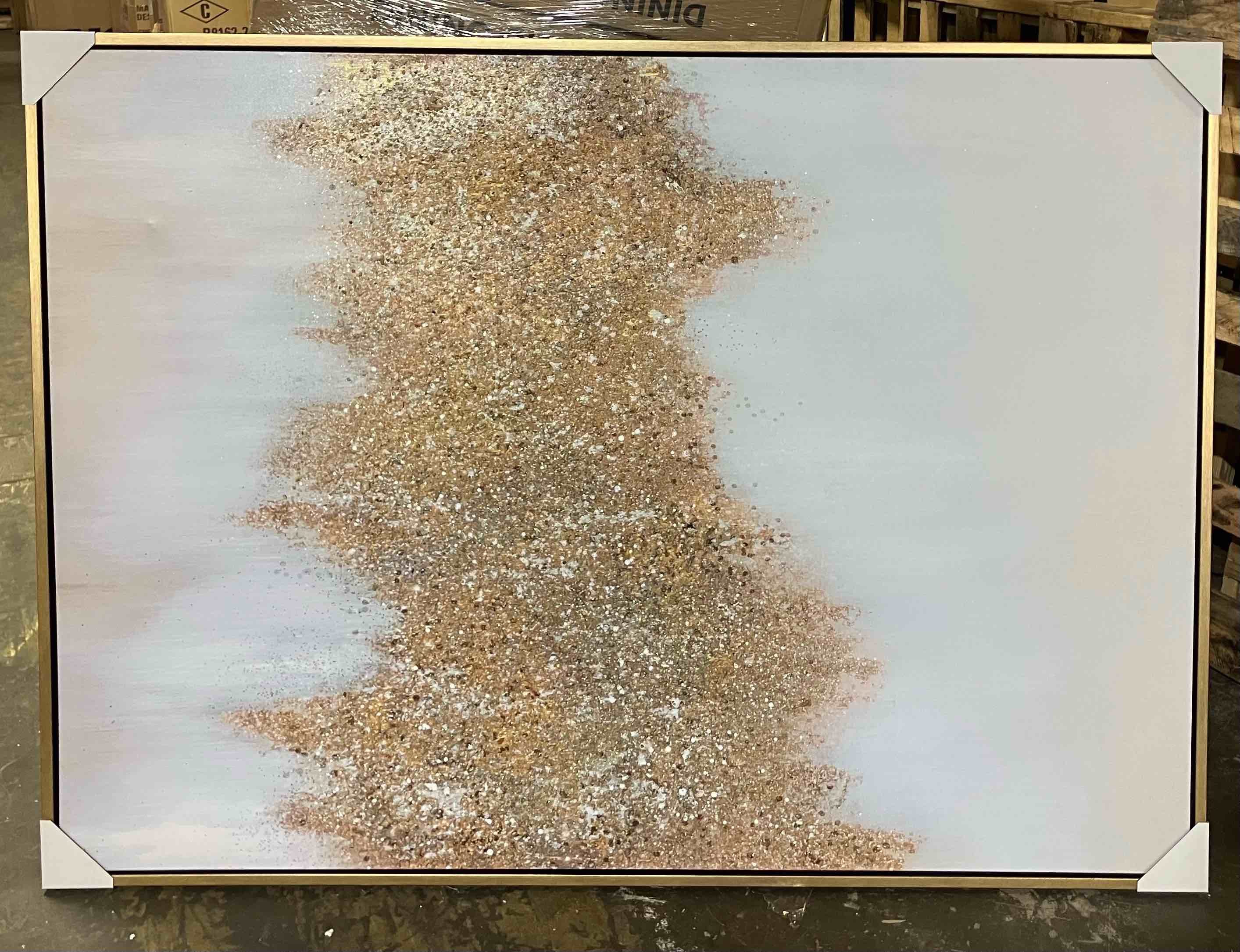 Condition photo showing New/Like New for 48  x 65  Glitter Flakes Geode Framed Wall Art with Gold Frame  by DecMode