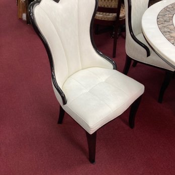 Condition photo showing New/Like New for Black/White Vegan Leather Upholstered Wood Frame Dining Chair, Set of 2, Sturdy Dining Chair for Dining Rooms - 19 x 19 x 38