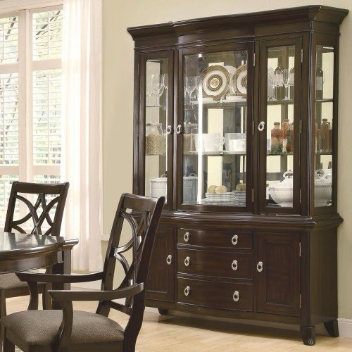 coaster meredith glass hutch with built in lighting 57.25” x 18.25 , 52.25
