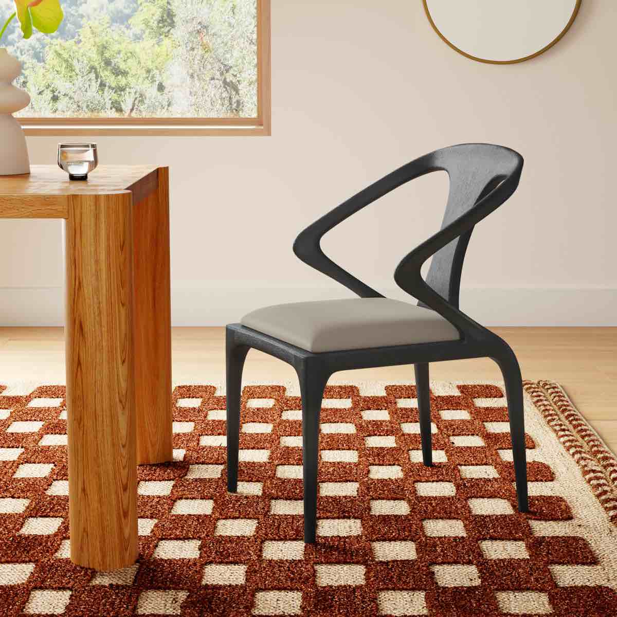 Downham Solid Wood Upholstered Dining Chair in Black and Ash Grey- 31'' H X 21'' W X 23'' D