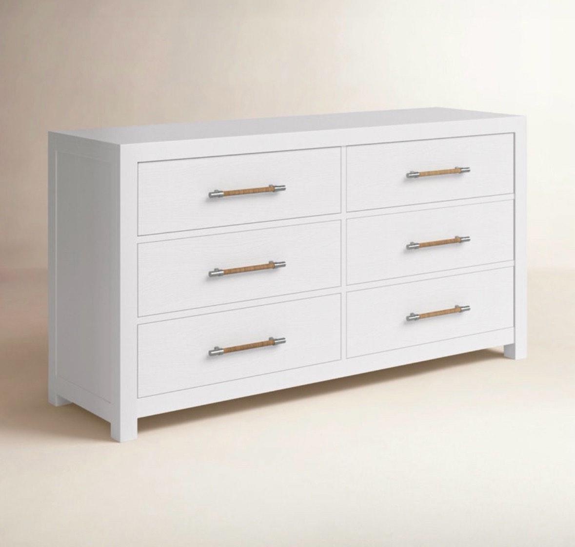 Lana 6-Drawer Dresser by Birch Lane 66”x36”x20” - (As is because of damage to front corners and drawers of dresser, pictured, and damage to the bottom left drawer)