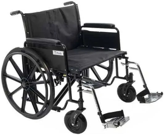 Proheal Bariatric Heavy-Duty Titus Wheelchair with Removable Full Arms & Elevating Leg Rests - 22"