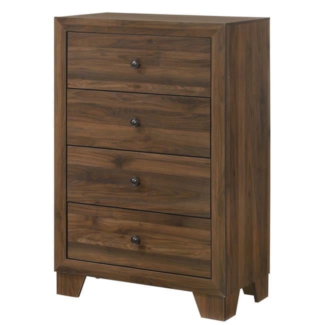 45 in. Shan Tall Dresser Chest with 4 Drawers, Cherry Brown, one corner joint has small alignment defect-can be glued, 31.7 x 15.9 x 44.5 in.