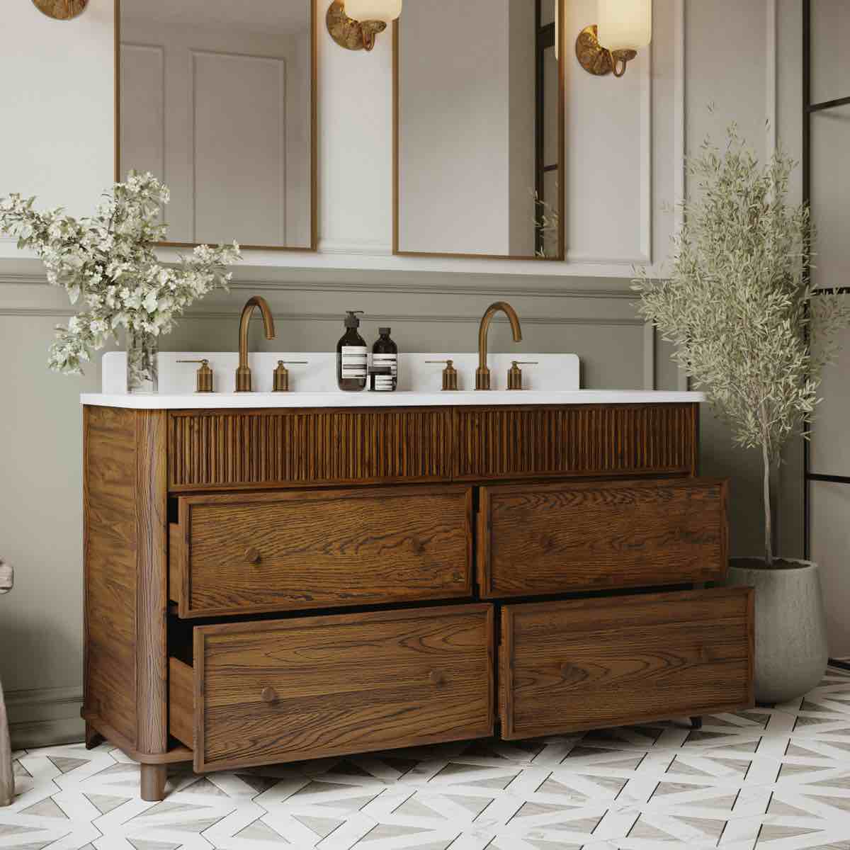 72" kennedy bathroom vanity with statuario quartz countertop