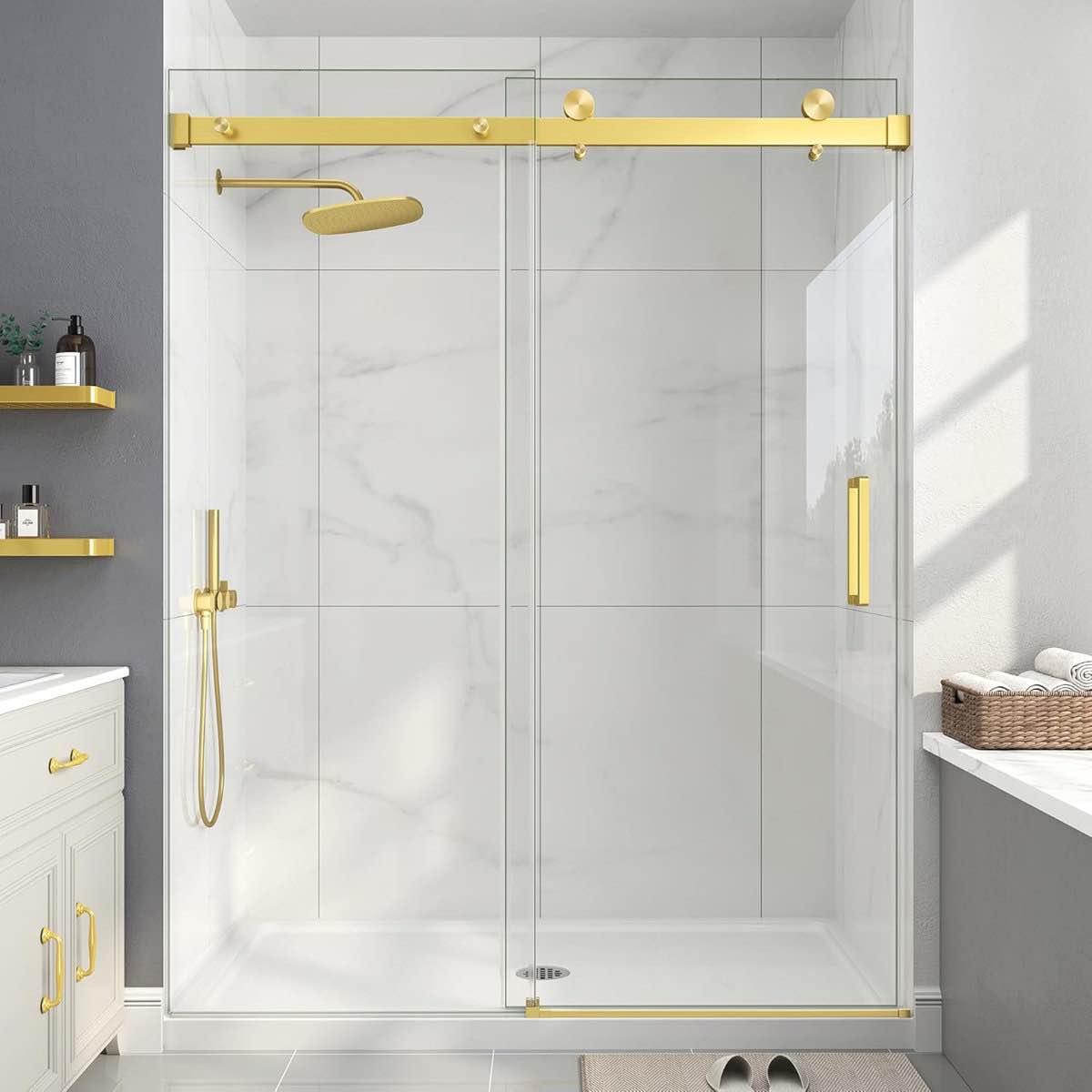 49"-54" W x 76" H Single Sliding Frameless Shower Door- Door Only, Customize with your own hardware