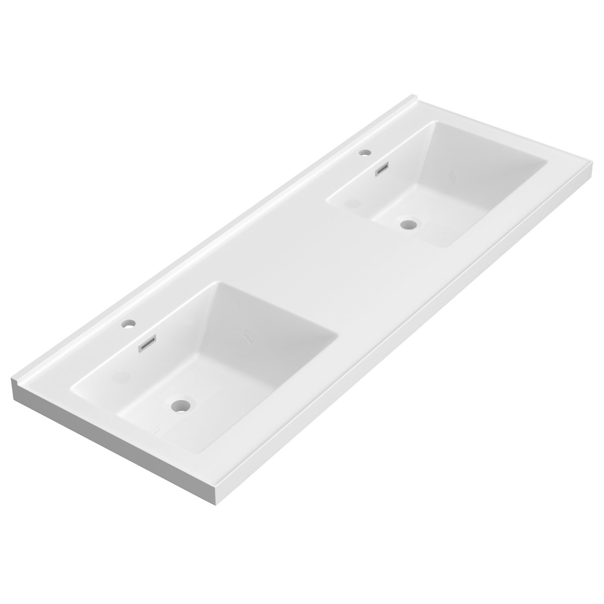 60'' W X 22'' D Solid Surface Bathroom Vanity Top White Rectangular Vanity Basin Double Sinks Countertop with 3 Pre-drilled Faucet Holes (see lot photos for exact item)