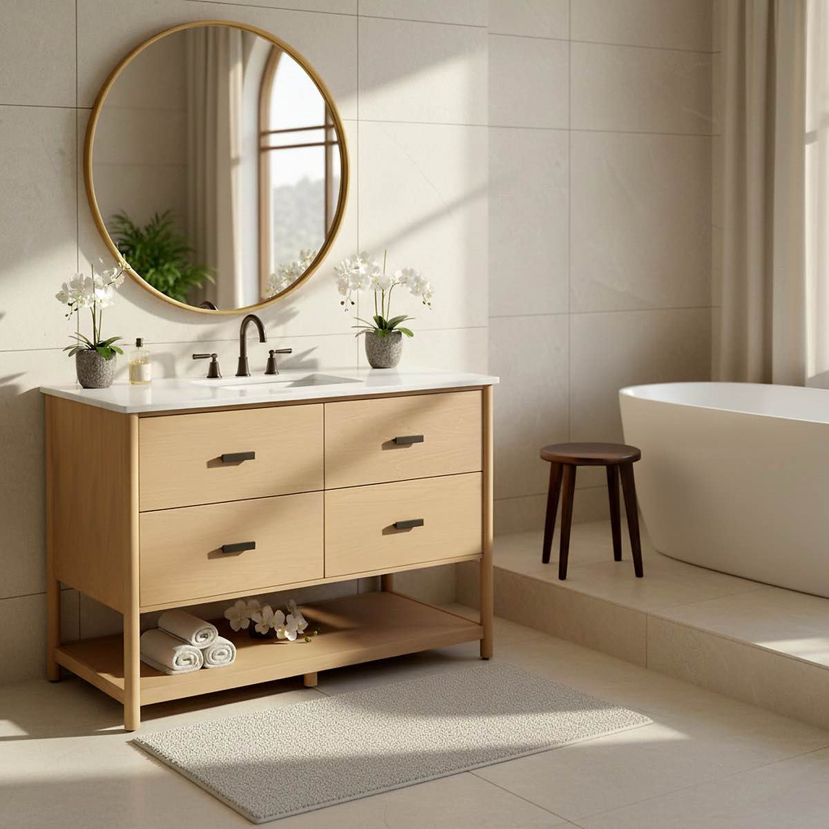 Buy and Repair: Safavieh Jaylessa Vanity, Countertop is cracked, can be replaced/repaired, 34'' H X 48'' W X 22'' D