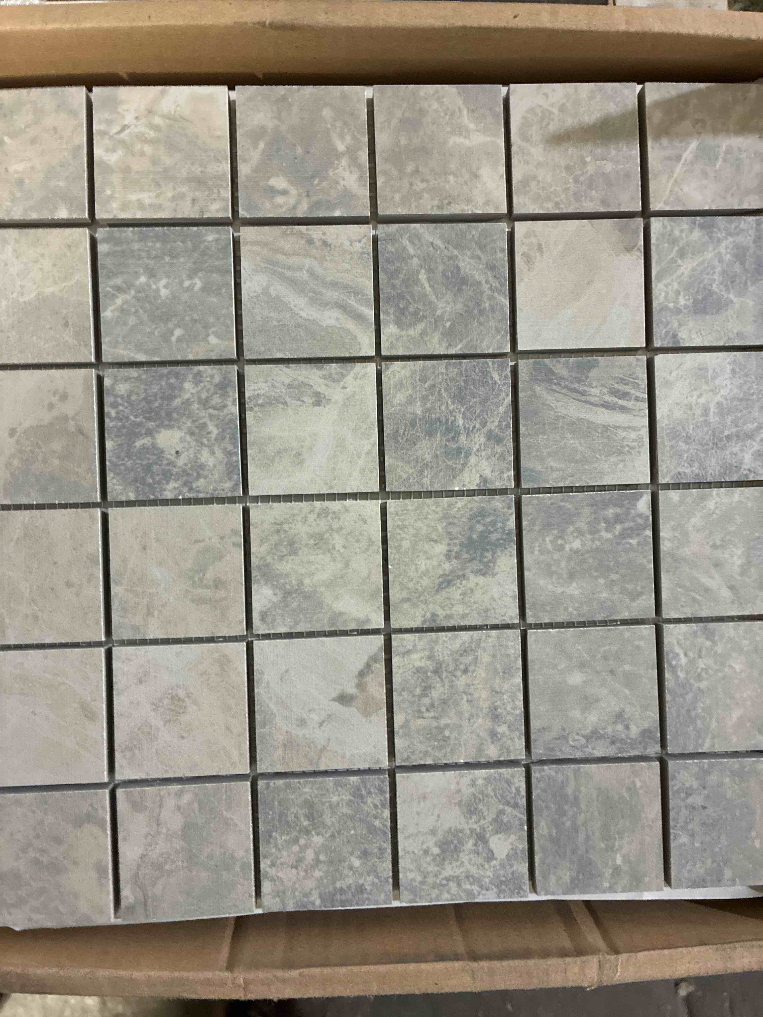 Condition photo showing New/Like New for daltile marble attache crux beige and grey stone porcelain mosaic wall tile, 13 sq/ft