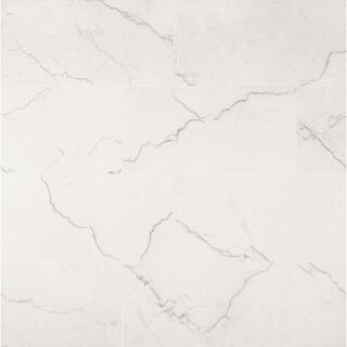 Condition photo showing New/Like New for 12-in x 24-in white porcelain floor and wall tile with soft black veining, 170.5 sq/ft 