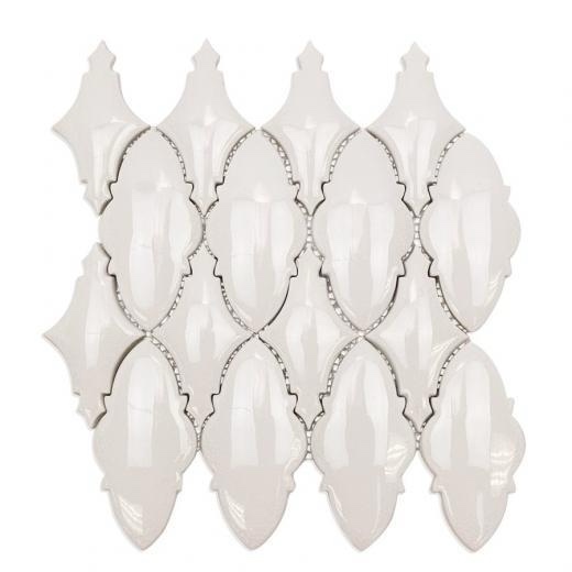 Condition photo showing New/Like New for soho studio baroque ornate series blanco crushed white glass mosaic crackle textured wall tile. 79.20 sq/ft total