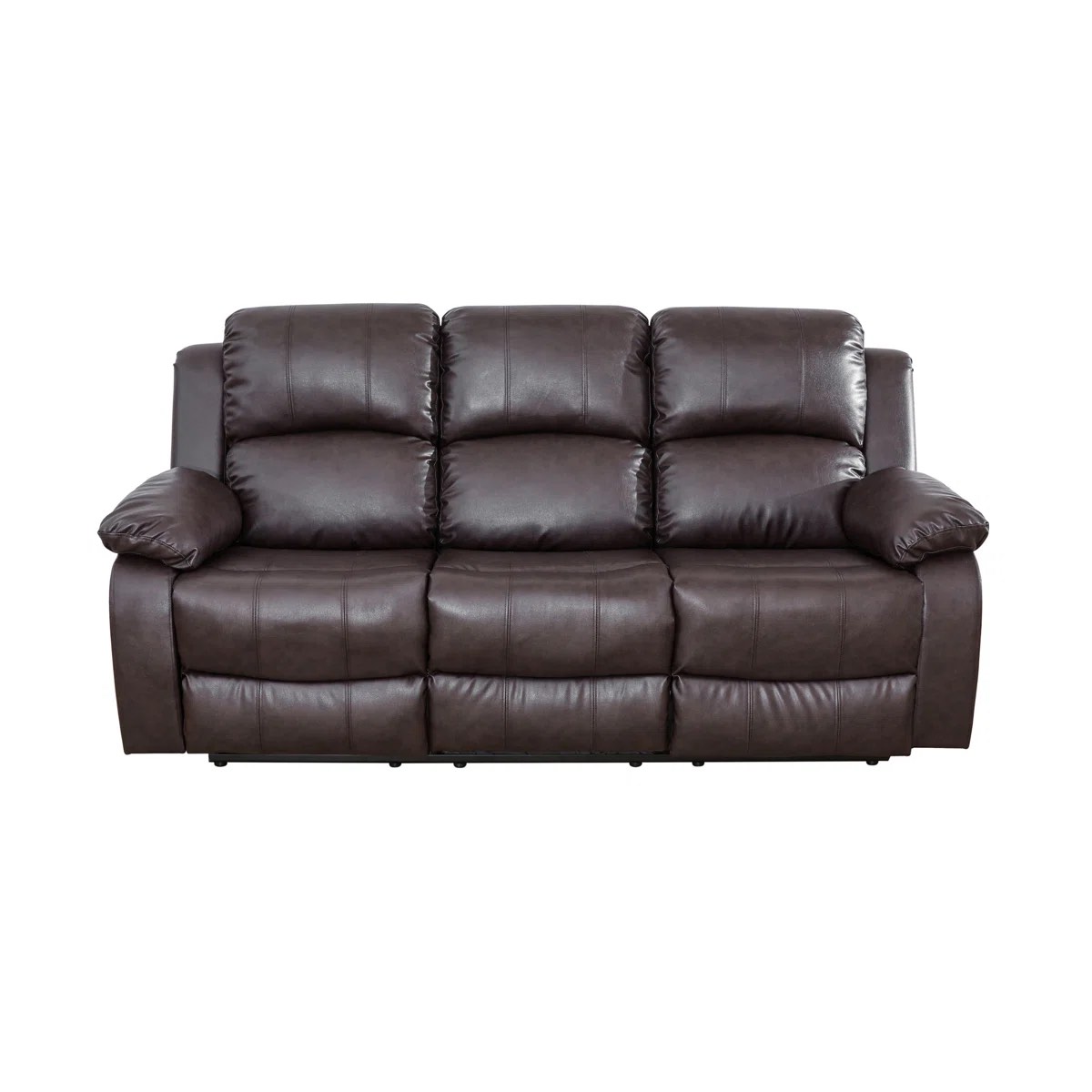 Abdullah 2 - Piece Brown Vegan Leather Manual Reclining Living Room Sofa Set with Drop-down Table And 2 Cup Holders, Very Slight Manufacturer Glue Stains On Drop Down Table(Pictured), 2 Boxes Total