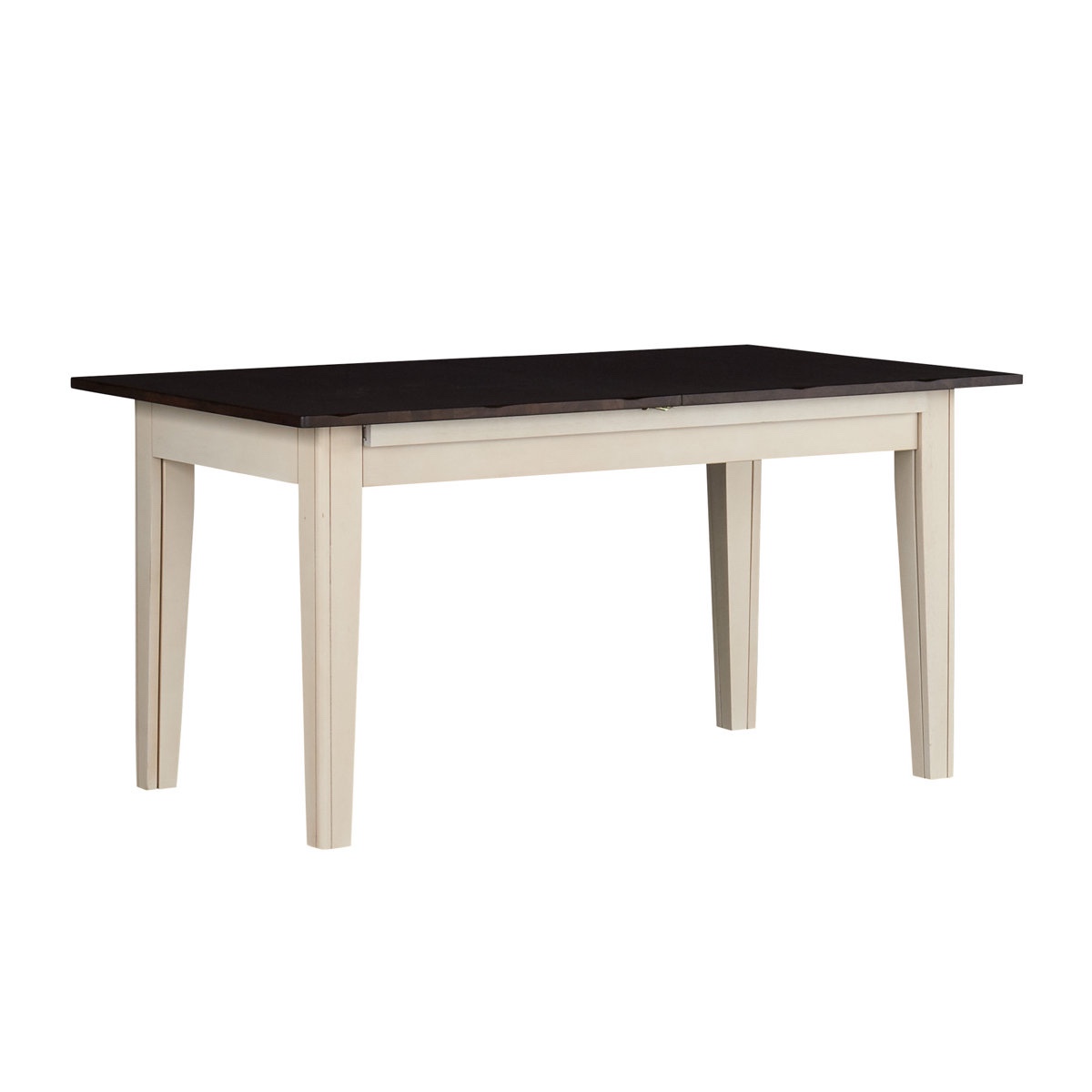 Matanzas 60 to 132-inch Extendable Solid 2 Tone Off White and Coffee Bean Rubberwood 4 Leg Dining Table. Minor chipping on right corner, otherwise brand new. 60” W x 30” H x 32”D