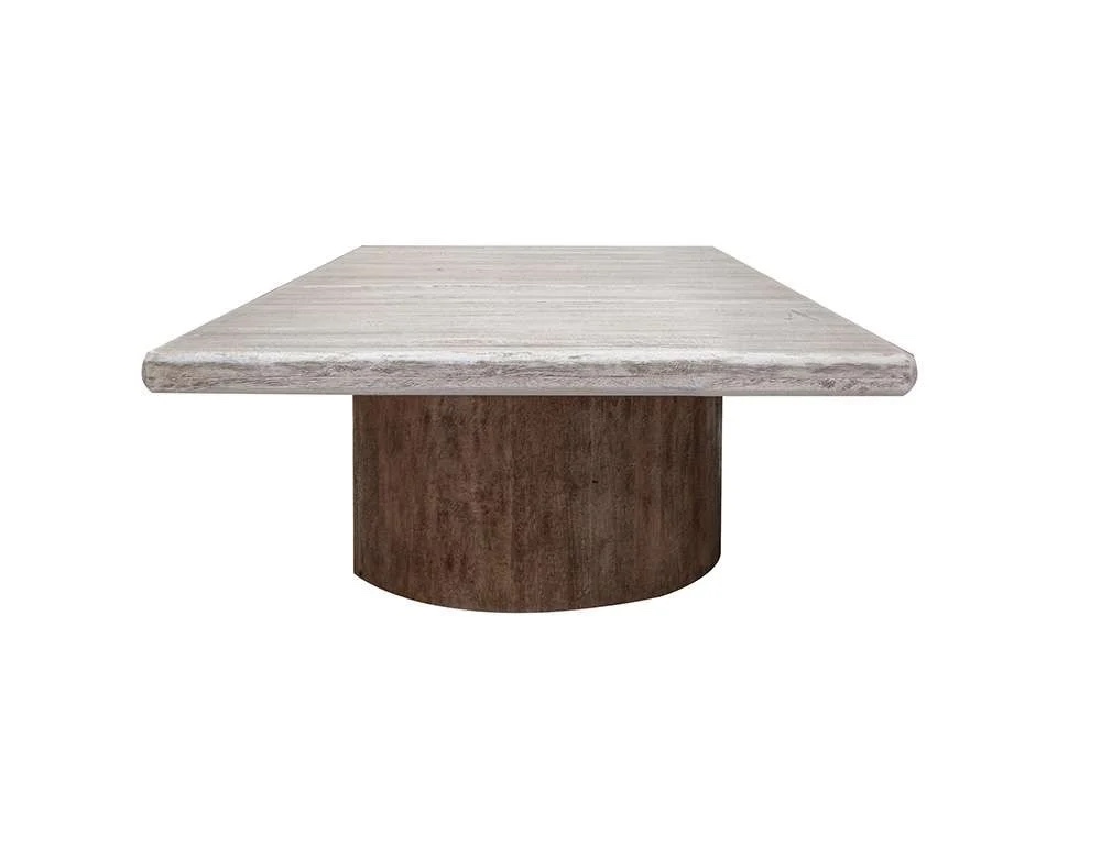 sahara 2 tone light cream / brown caramel mango wood square cocktail table 45.0"w x 45.0"d x 18.0"h - 128.0 lb