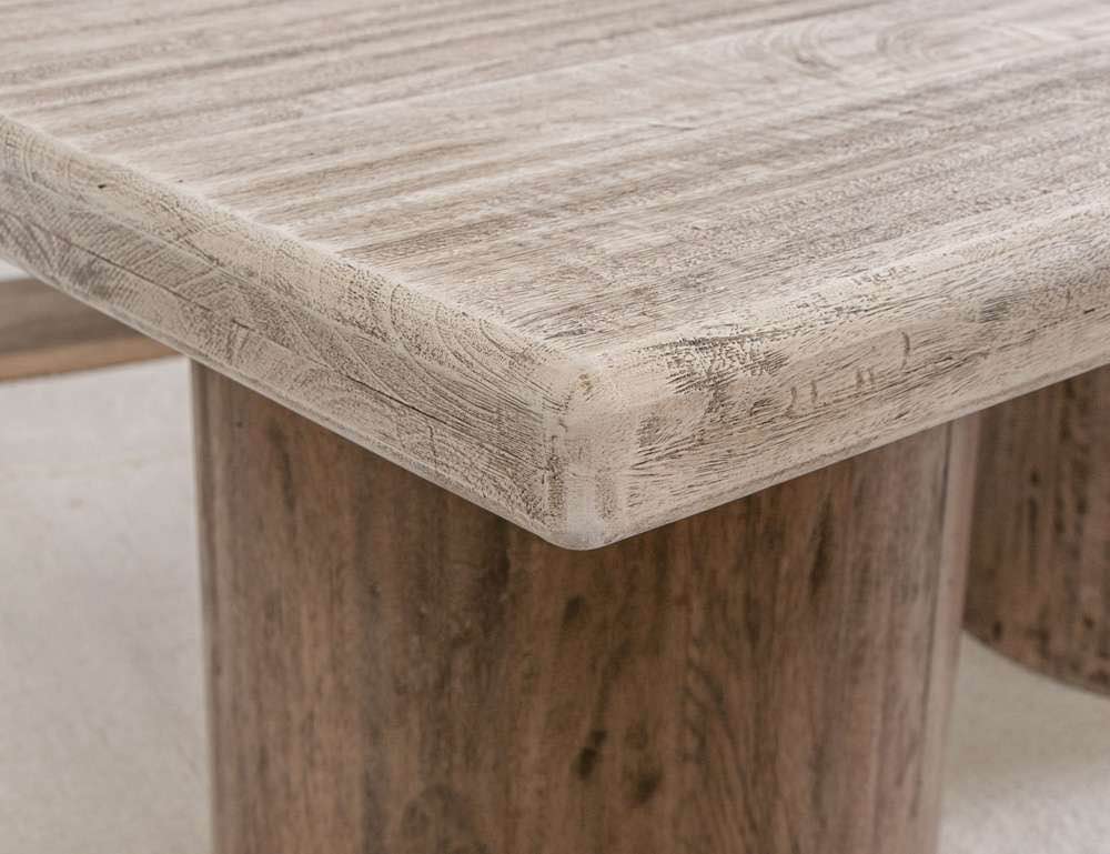 Condition photo showing New/Like New for sahara 2 tone light cream / brown caramel mango wood square cocktail table 45.0"w x 45.0"d x 18.0"h - 128.0 lb