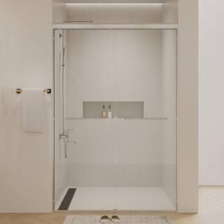 60 in. w x 72 in. h double sliding semi-frameless bypass bathroom shower door with 1/4 in. tempered glass in chrome