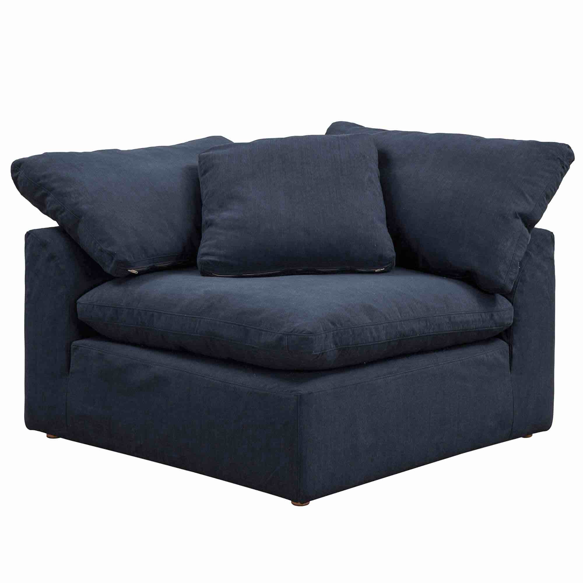 Condition photo showing New/Like New for cambrai corner wedge navy blue chenille accent chair by greyson living 37 l x 37 d x 24 h