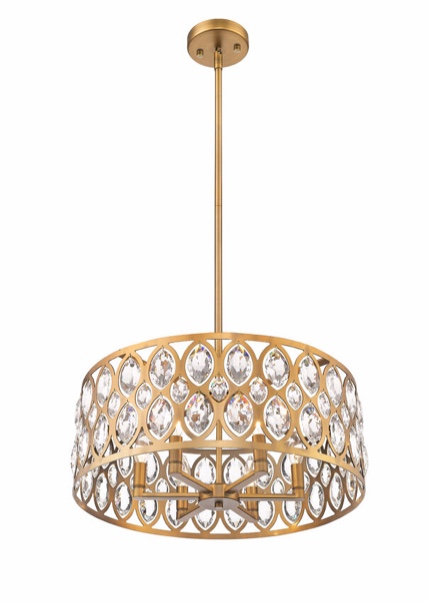 Condition photo showing New/Like New for dealey heirloom brass 23.25 inch 6 light chandelier, uses candelabra type bulbs, produces a maximum wattage of 60 watts, overall dimensions 9”h x 23”w x 23”l