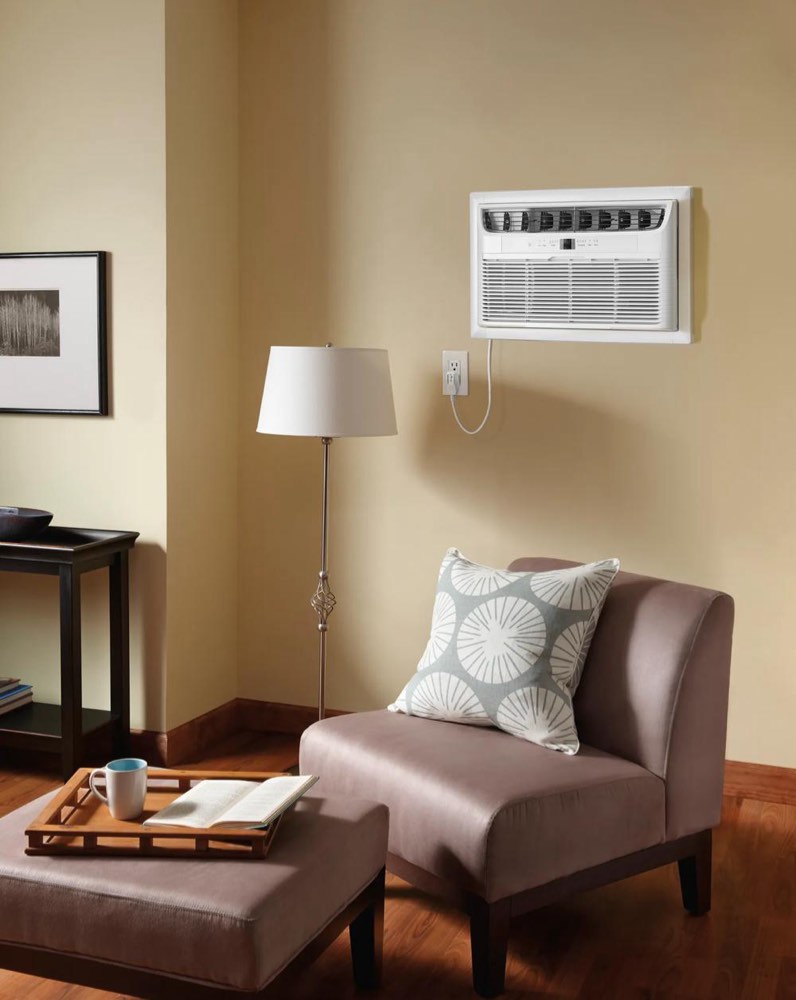 Frigidaire 12,000 BTU Through the Wall Air Conditioner 208/230 V, Multi Speed Fam, Remote Control, Clean Air Ionizer, Programmable 24 Hour On/Off Timer, Easy To Clean Washable Dust Filter, Plug Type LCDI 6-15P, 72 inch Cord Length, Overall Dimensions 14.5 H x 24 W x 21.5 D