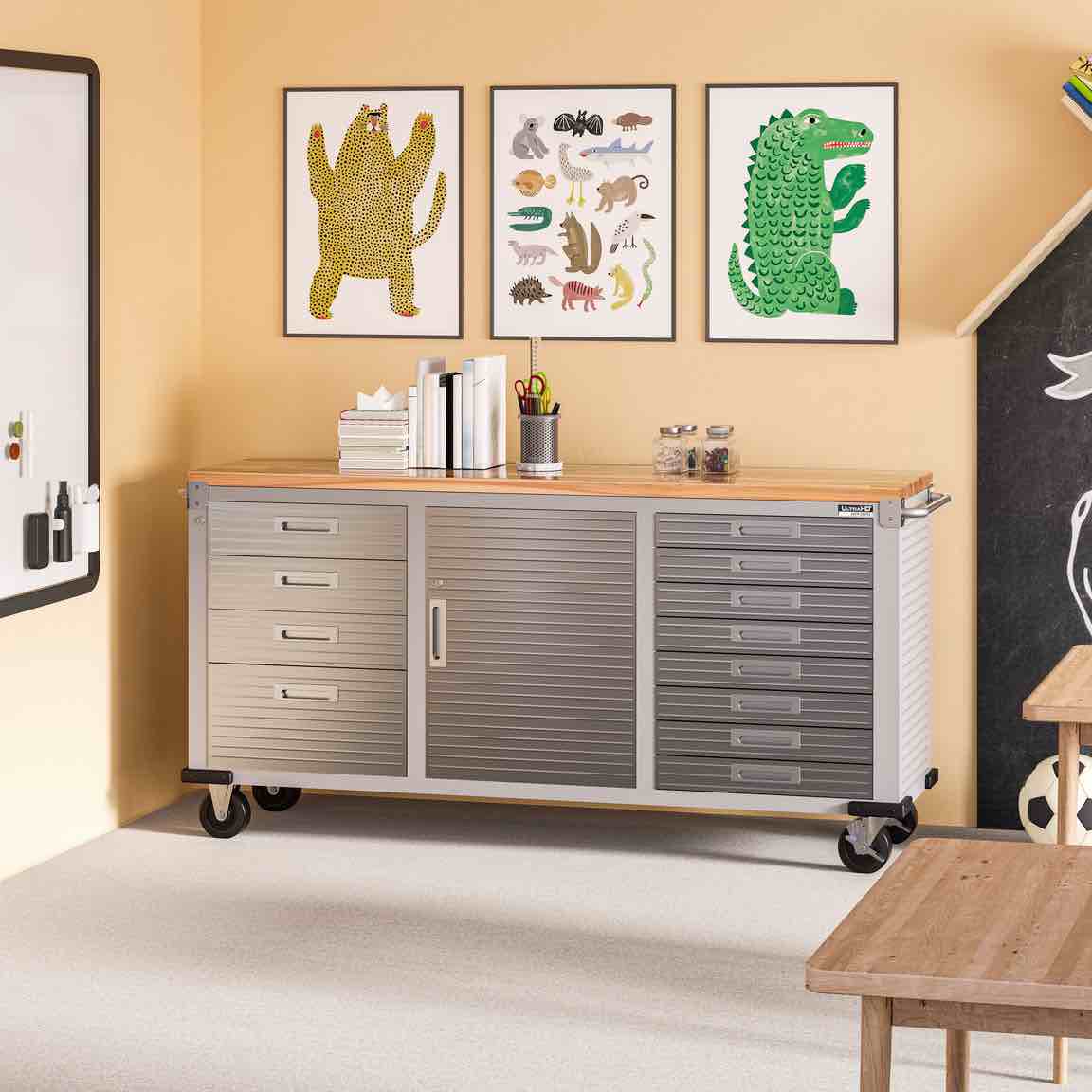 Seville Classics UltraHD® 12-Drawer Rolling Workbench, 77" W x 20" D x 37.5"