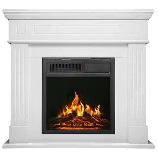 Pearl White 43 in. Freestanding Electric Fireplace H 39.68 in, W 43.39 in, D 12.60 in