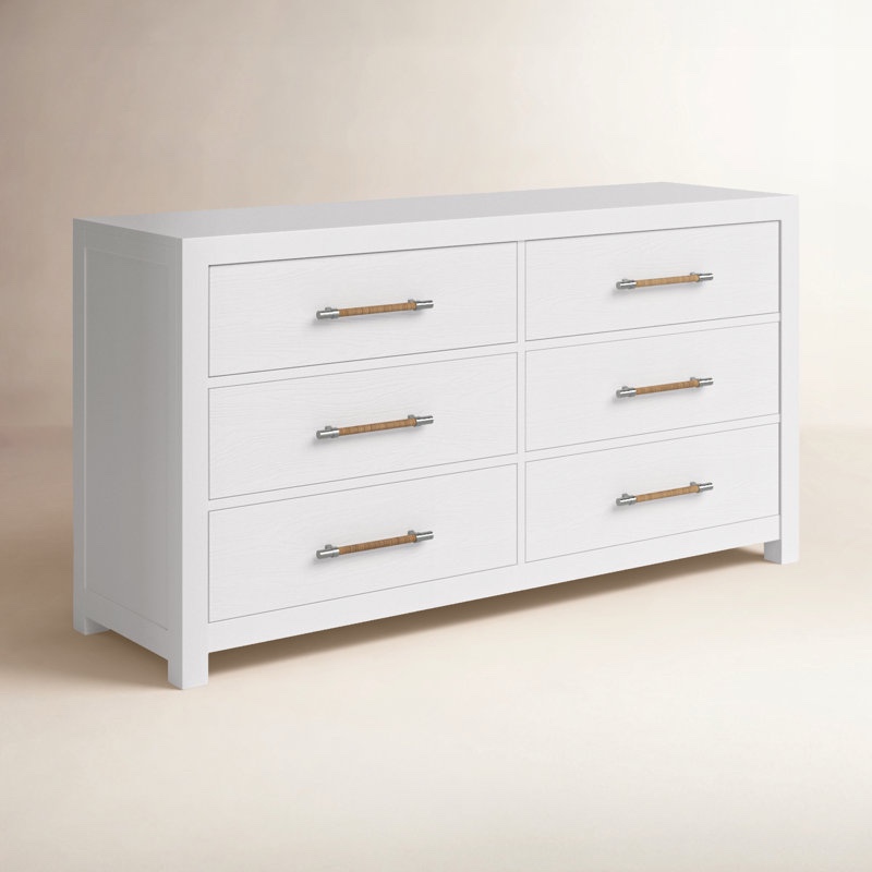 lana 6-drawer dresser by birch lane 66”x36”x20” - (as is because of damage to front corners and drawers of dresser, pictured, and damage to the bottom left drawer)