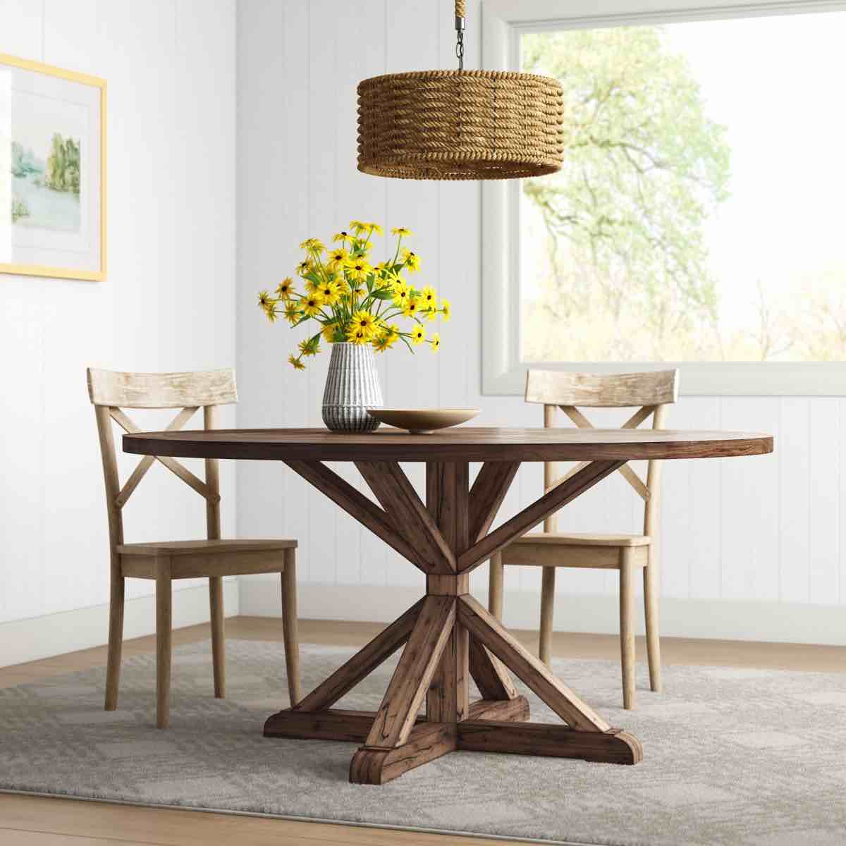 ashbaugh pine round dining table 54 x 30