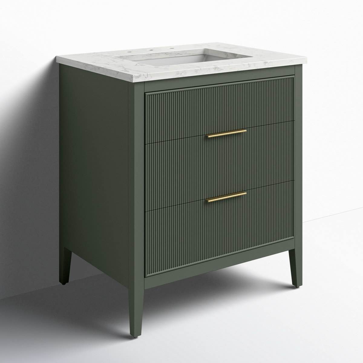 Condition photo showing New/Like New for Bilroy 30'' Single Sink Bathroom Vanity with Engineered Stone Top
