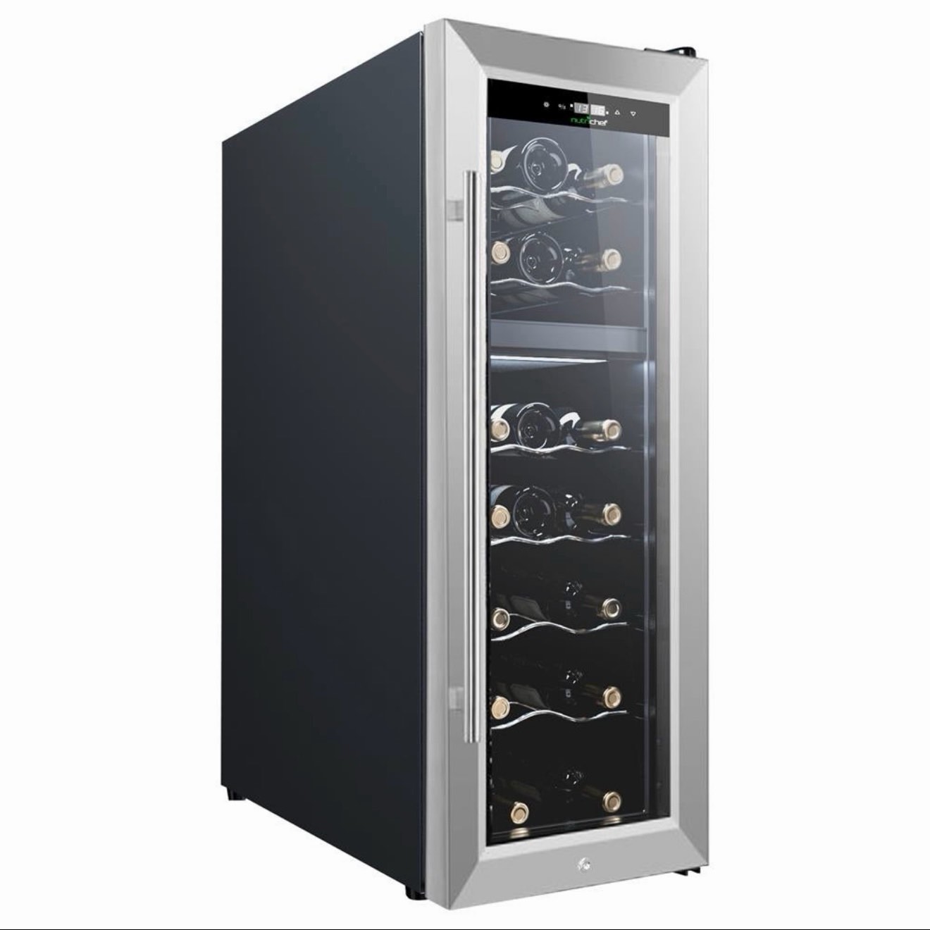 18 bottle wine fridge, dual zone, adjustable temp, stainless steel handle. interior brand new, interior mechanism needs fixed, beeps and lights will flicker on the front, but does not get cold, small dent on bottom right die of door (pictured)