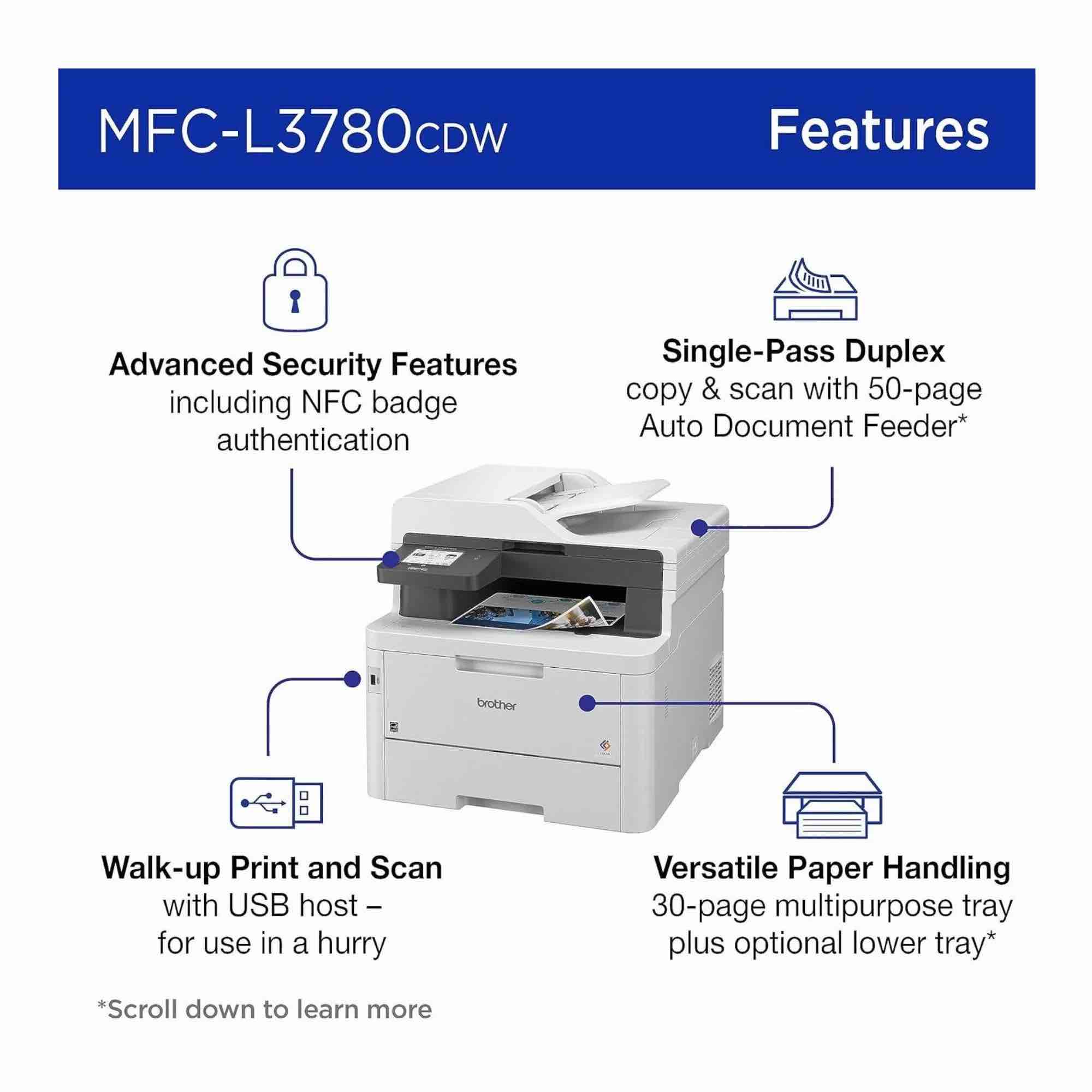 brother wireless mfc-l3780cdw digital laser color all-in-one printer