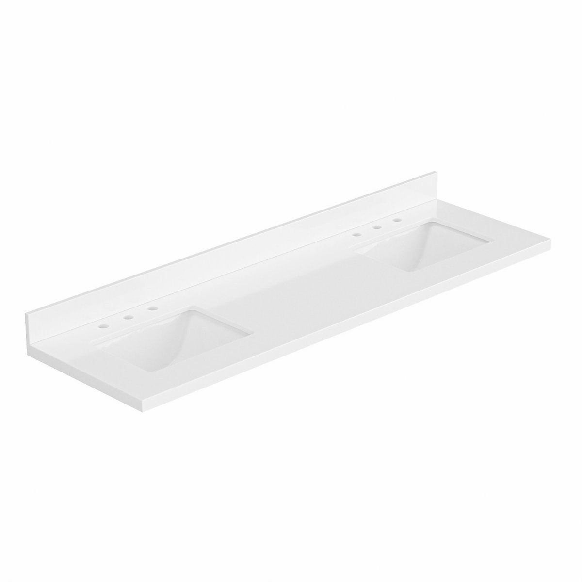 ariel 73 inch pure white quartz bathroom vanity countertop 1.5” thick miter edge with rectangle double sink and includes backsplash, does not include sink bowls. overall dimensions 6.5'' h x 73'' w x 22'' d, product weight 168lb