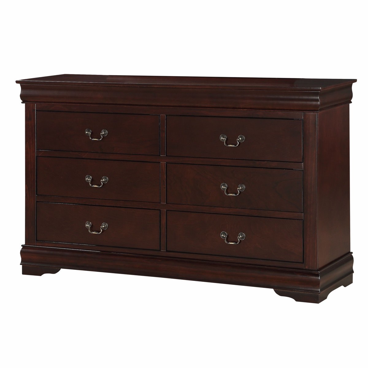 Julianis Norah 6-Drawer Dresser And 2-Drawer Nightstand Set In Cherry Walnut, Dresser Dimensions 58.38" W x 15.75" D x 33.12" H, Nightstand Dimensions 21.1”W x 15.5”D x 23.6”H, 2 Boxes Total