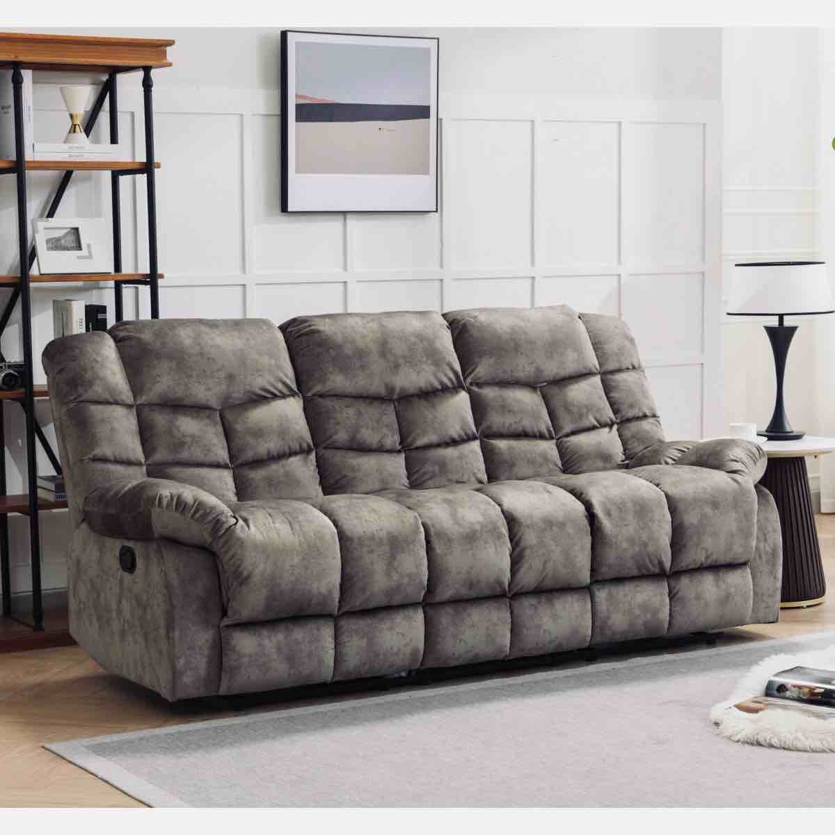 Edilmar 83.1'' Wide Contemporary and Overstuffed Manual Reclining Sofa with Wide Backrest, Overall Dimensions  39'' H X 83.1'' W X 39.8'' D