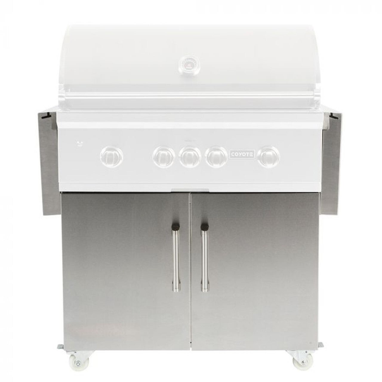 Coyote 36" Stainless Steel Grill Cart with Shelf. 37 1/2" H x 33 3/4" W x 23" D