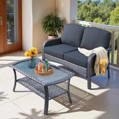 Condition photo showing New/Like New for ovios vnc series patio swivel 2 chairs and loveseat set (tables not included)