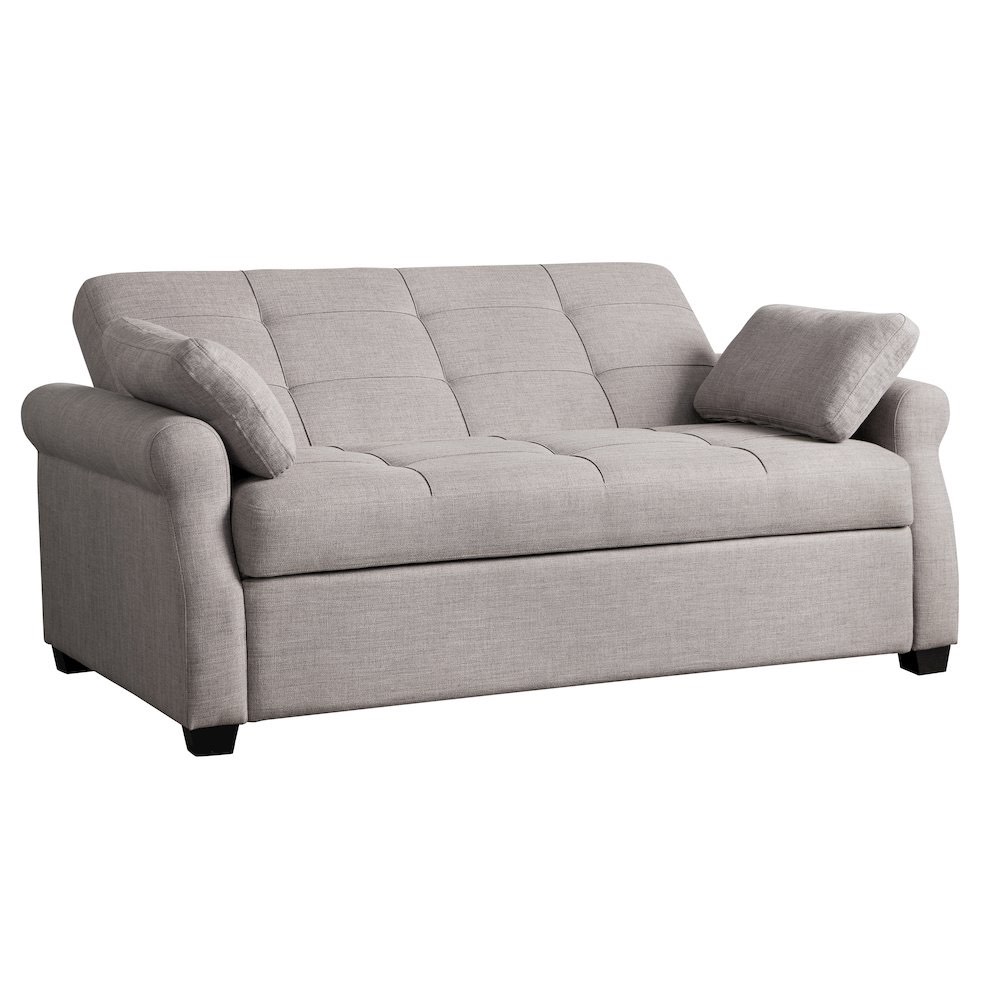 Hampton Queen Convertible Sofa in Steel by Serta. 72.6" W x 37.6" D x 39.6" H