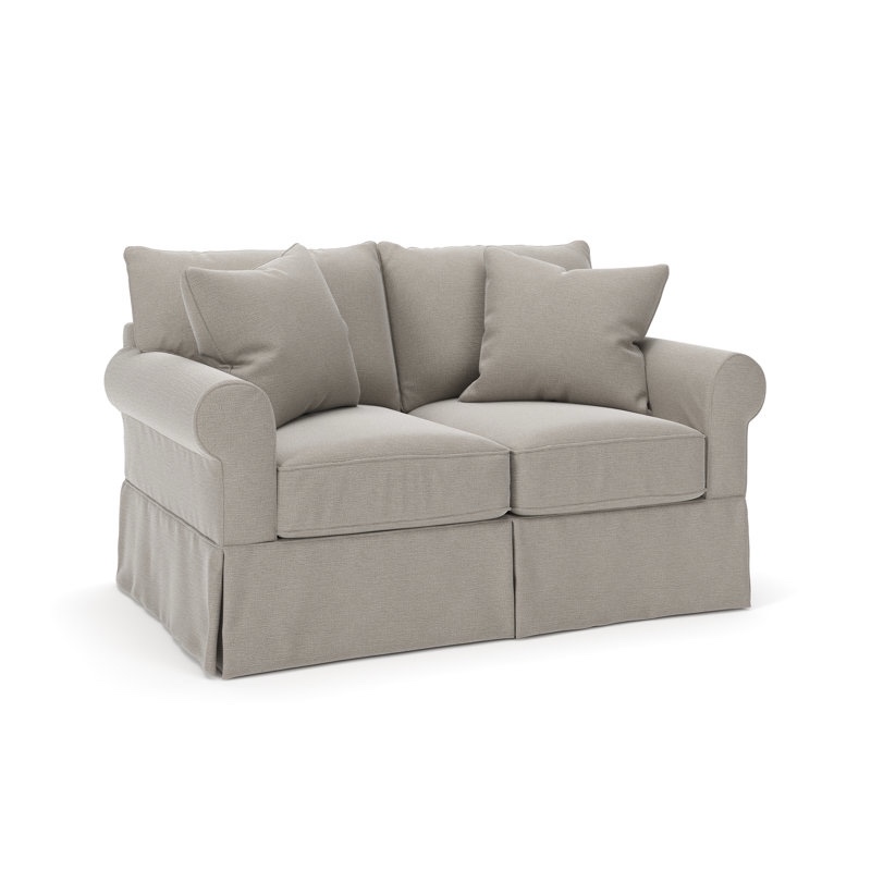 Amari 63" Rolled Arm Light Grey Slipcovered Loveseat 40'' H X 63'' W X 38'' D