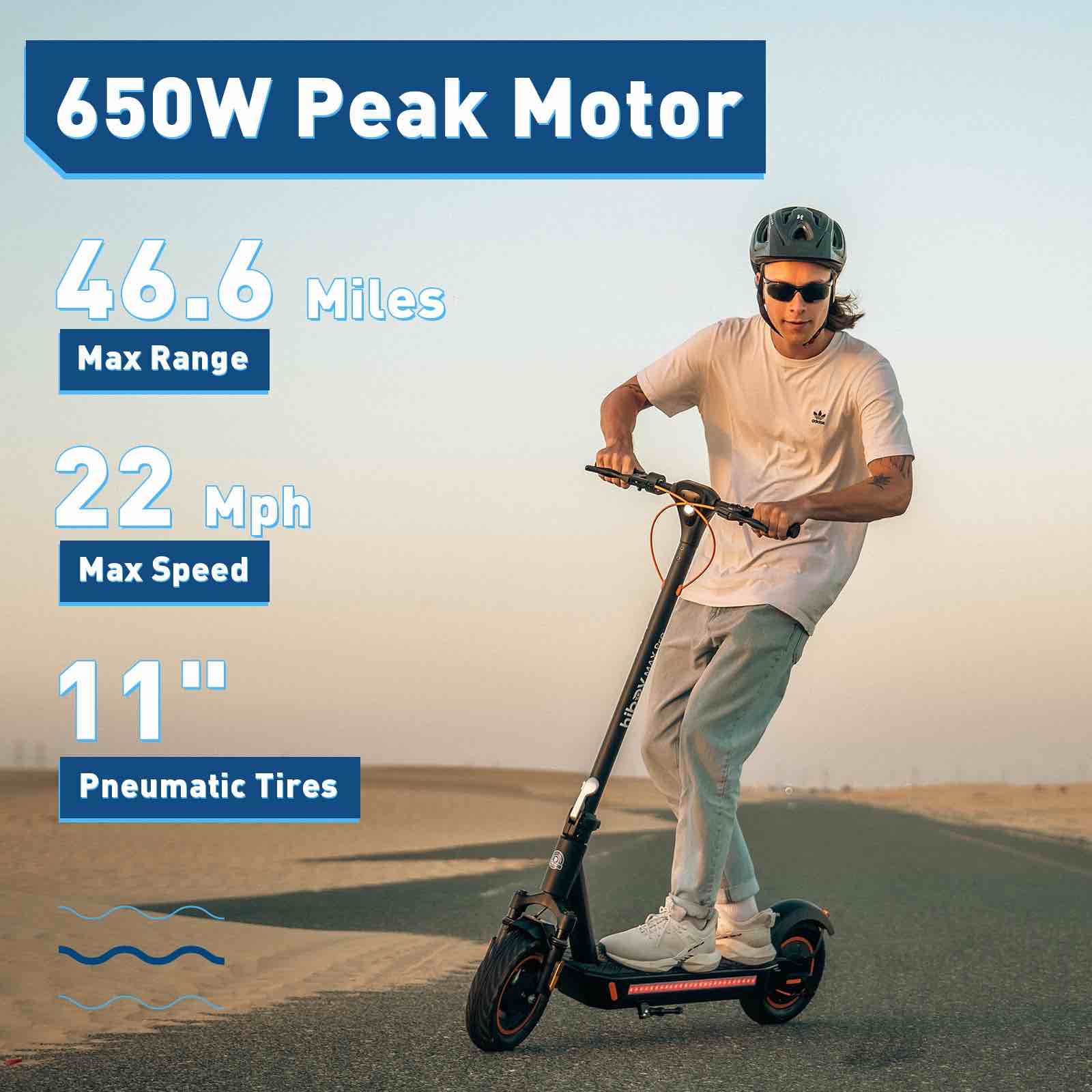 Condition photo showing New/Like New for hiboy max pro electric scooter with 22 mph top speed. 47.24 × 20.87 × 51.18 in