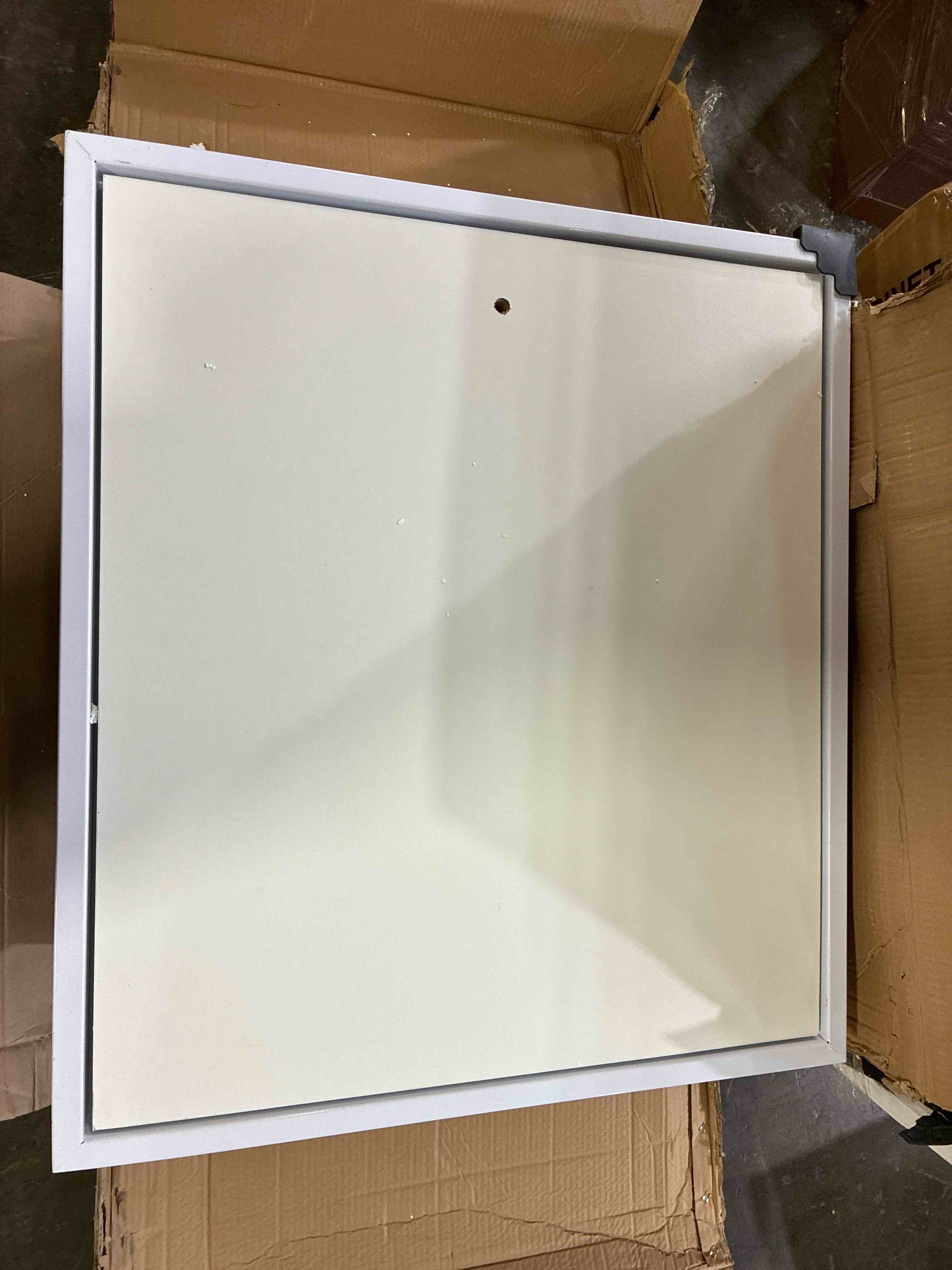 Condition photo showing New/Like New for wall mounted white steel alloy attic 12 step access ladder with down panel. 2.25,1.5m/4.9ft or less. ladder and top only, installation hardware not included.