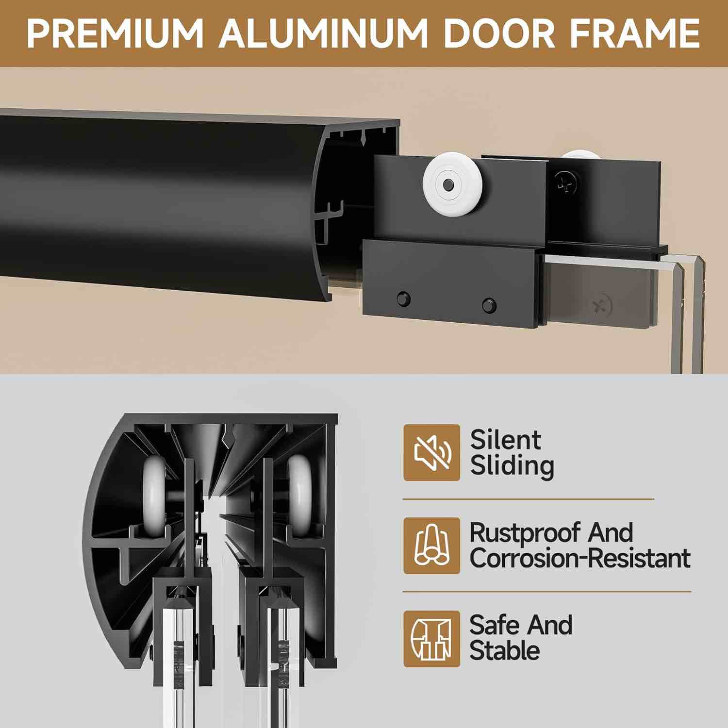 Condition photo showing New/Like New for shower door, 50 to 54 in w x 72 in h sliding glass shower door, matte black aluminum frame (in box)