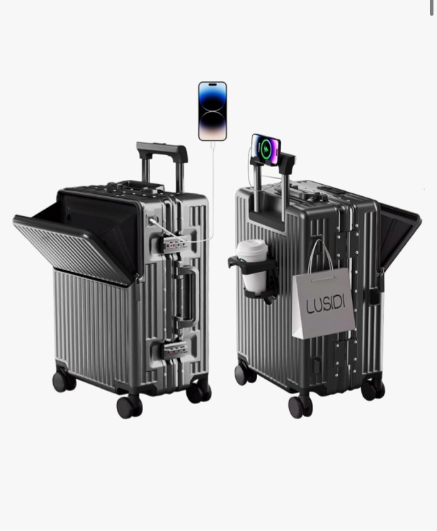 Hard Shell Luggage 24 Inch Travel Luggage, Carry-On Luggage Spinner TSA with Lid, ABS Aluminum Frame?Lightweight Travel Luggage 20'' 24'' 26''Carry-On (upgraded grey, 24 inch)