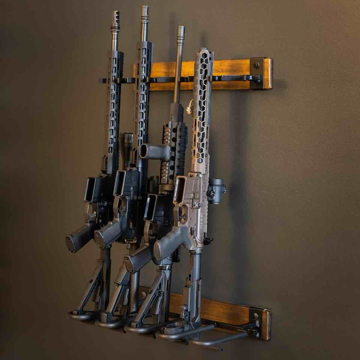 BLAT Indoor Gun Rack for Wall, Rifle Rack and Shotgun Wall Mount, Rustic Wood