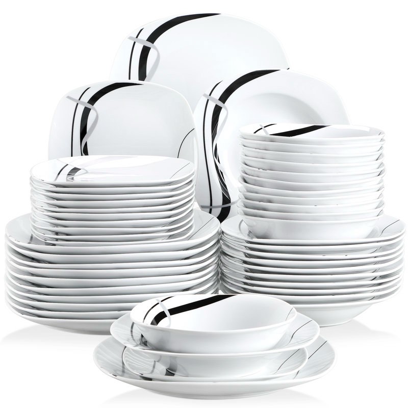 48 Piece Porcelain China Dinnerware Set - Service for 12 (Set of 48)