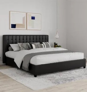 Acquaviva Vegan Leather Platform Bed King (black)