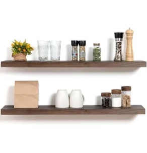 Desseray Set of 2 Reclaimed Elm Floating Shelves