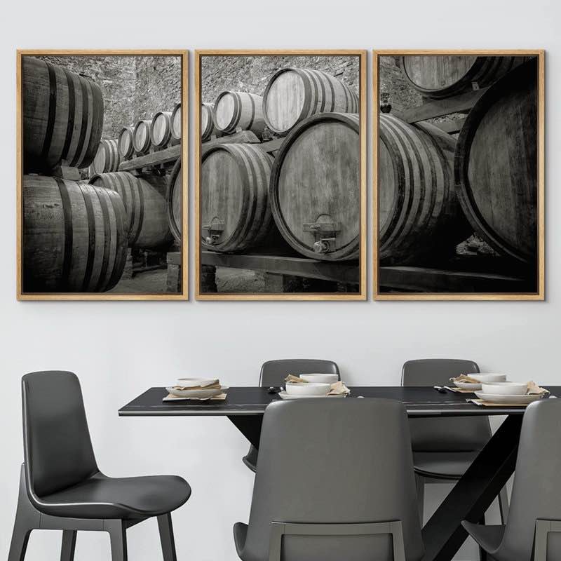 Retro Vintage Black White Wine Barrels Drinks & Cocktails Food Photography Decor Contemporary