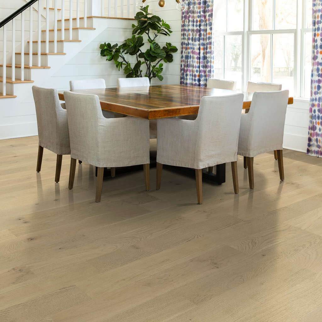 Noble Hall - Wire Brushed Hardwoods Flooring in Sandy Beige, 27.59 Sq/Ft per Box, 4 Boxes Total