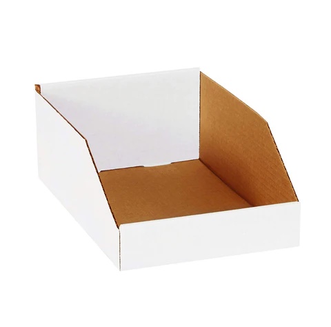White Corrugated Cardboard Bins, Large- 12” x 18” x 10". 194 Total