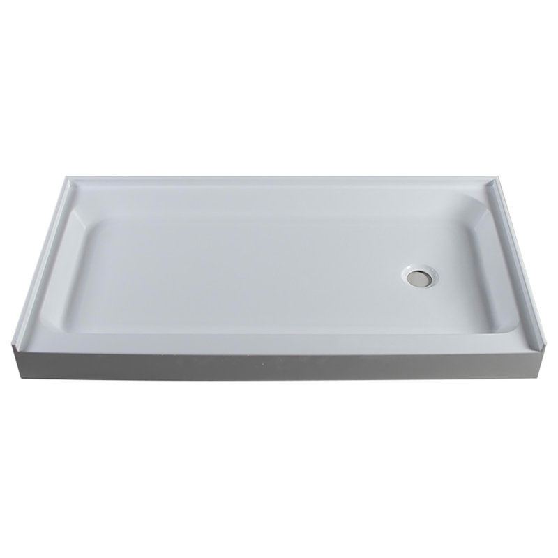 Westbrass HPG6034R-WH Shower Pan Only 60 x 34 3-Wall with Right Hand Drain Outlet